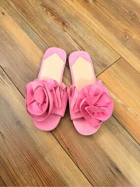 kate spade Pink Floral Rosette Slide Sandals